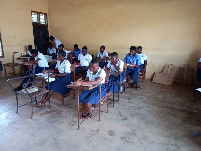 Students seated at desks during a lesson